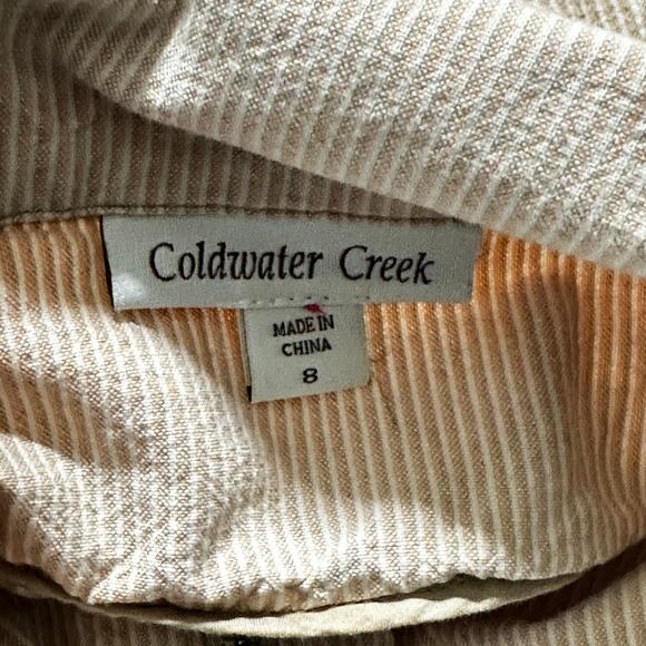 Coldwater Creek Jacket Size 8 Orange Peach Striped Lightweight Full Zip Utility - Picture 8 of 9